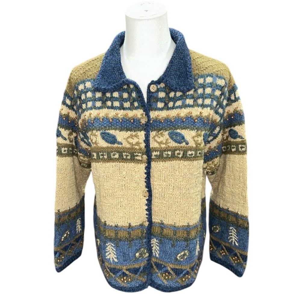 Robert Scott Women's Sweatshirt Cardigan Small Handknitted Wool